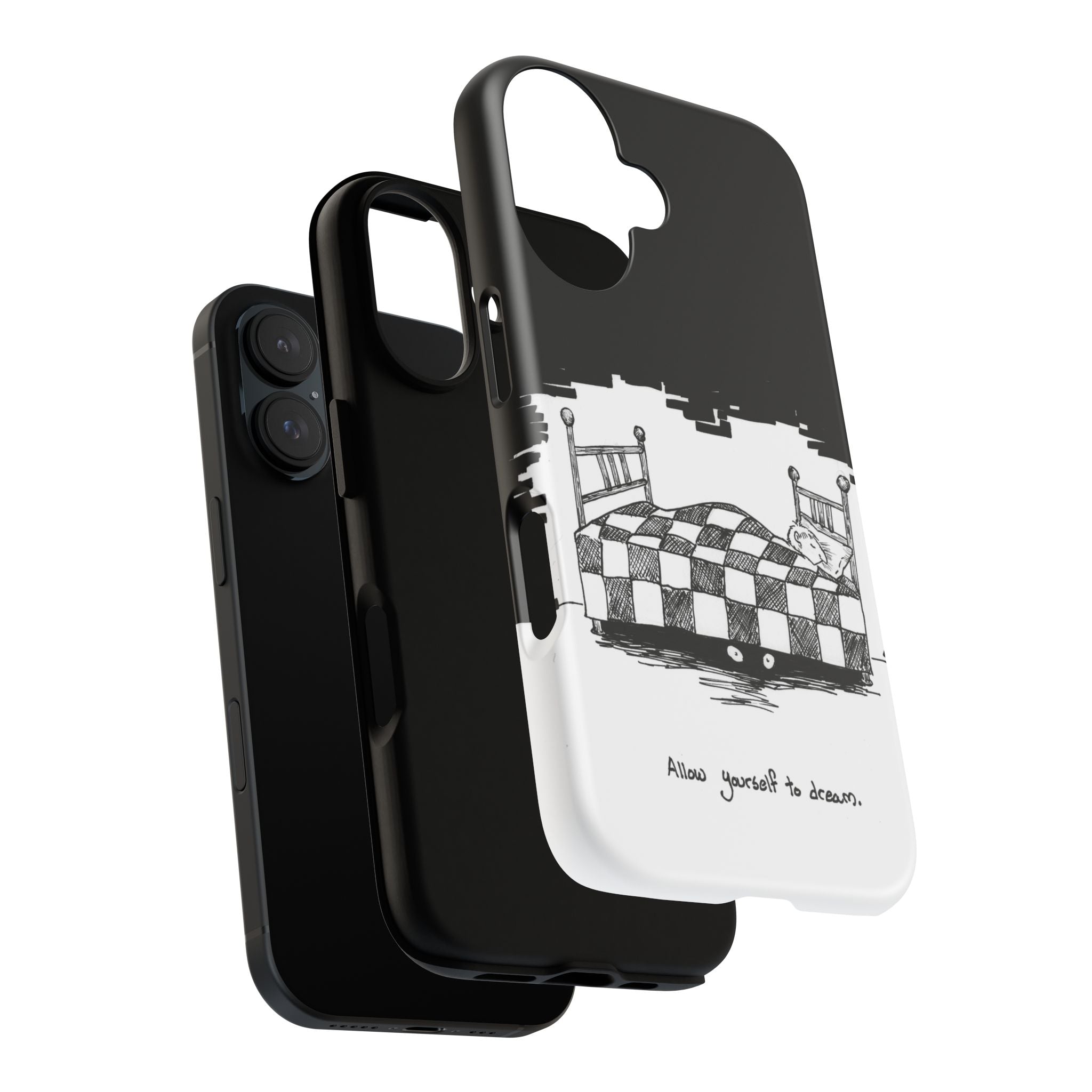Phone Case 'Allow Yourself to Dream' Sketch Bed Black & White Protective Case
