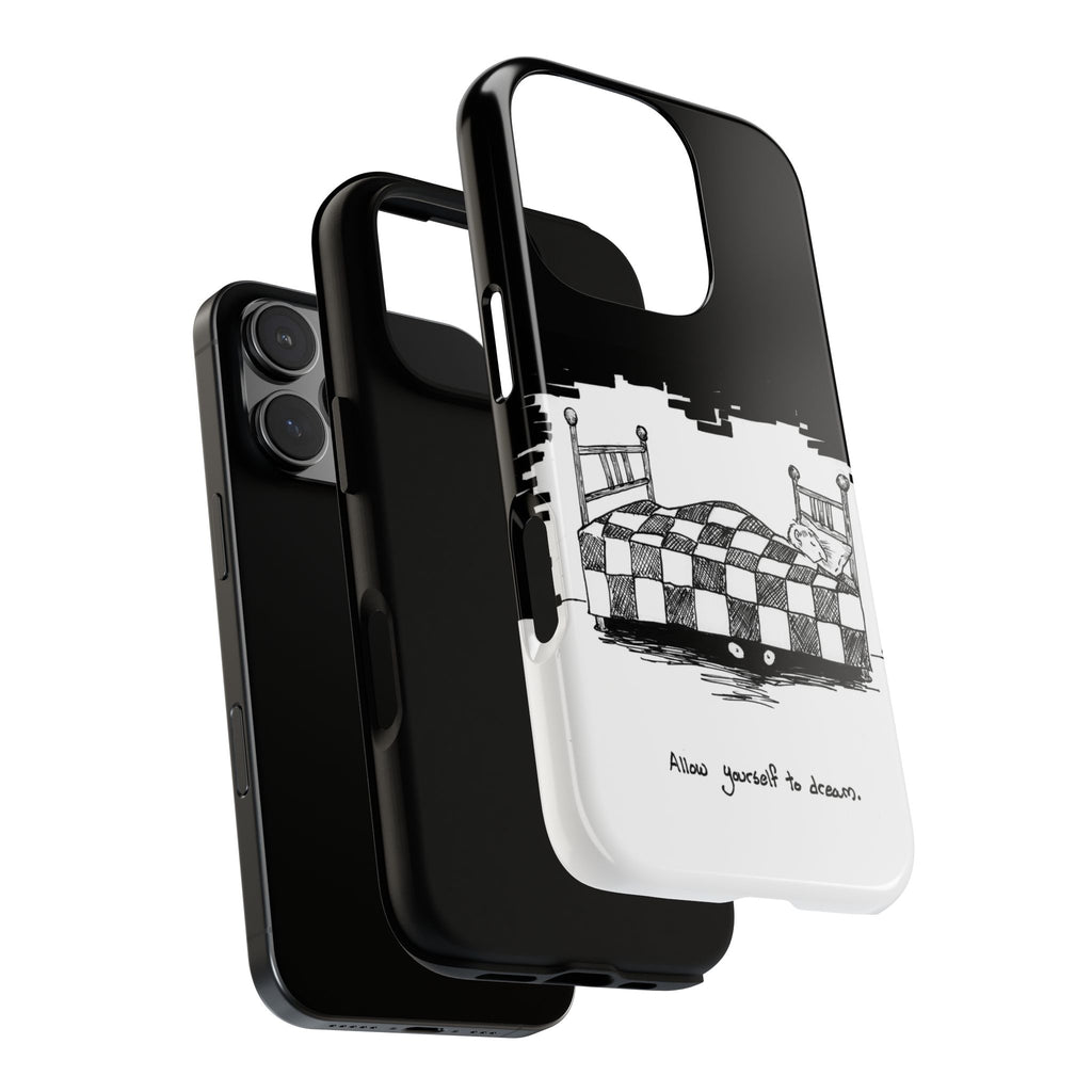 Phone Case 'Allow Yourself to Dream' Sketch Bed Black & White Protective Case