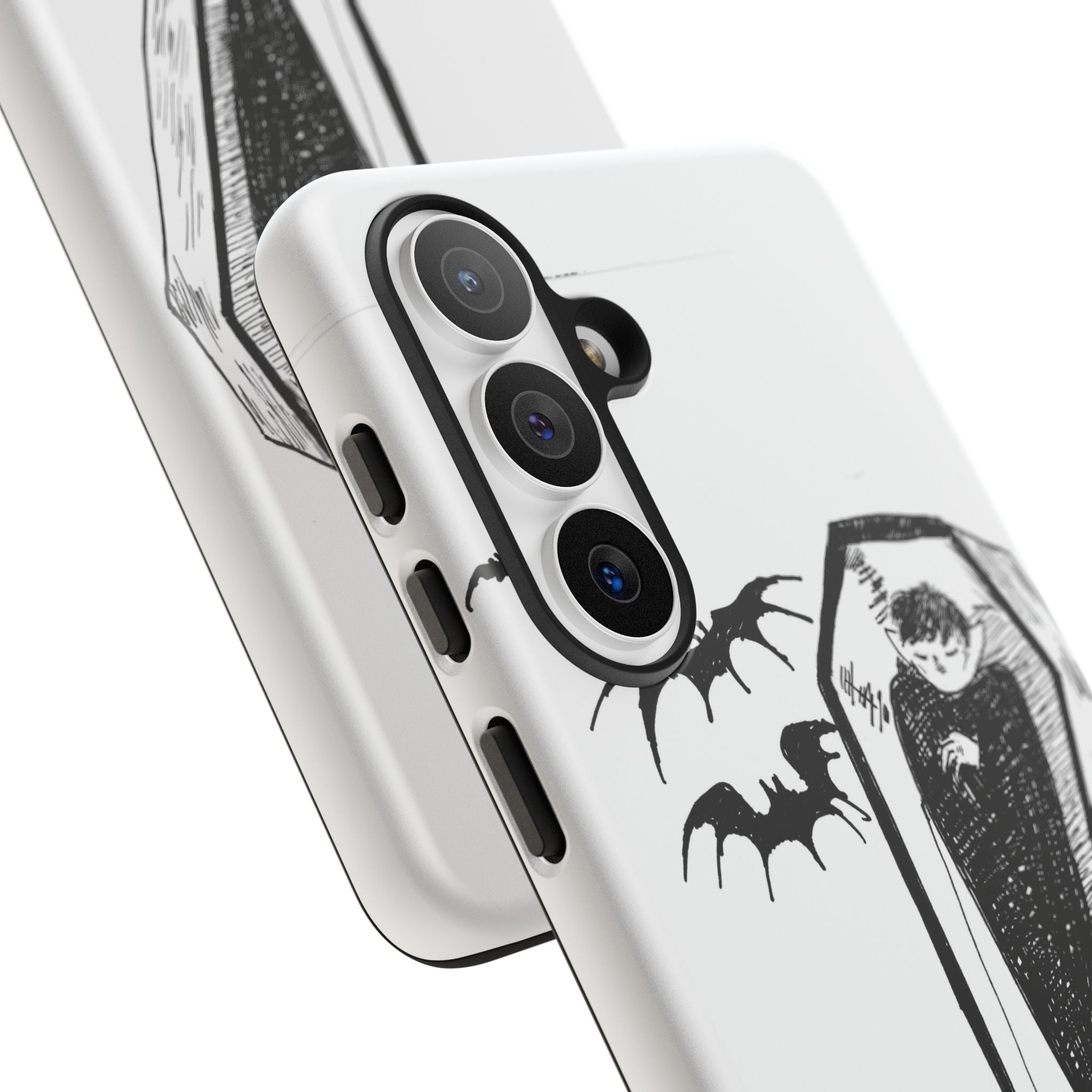 Phone Case Goth Coffin Illustration with “You’re allowed to rest without guilt”