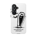 Phone Case Goth Coffin Illustration with “You’re allowed to rest without guilt”