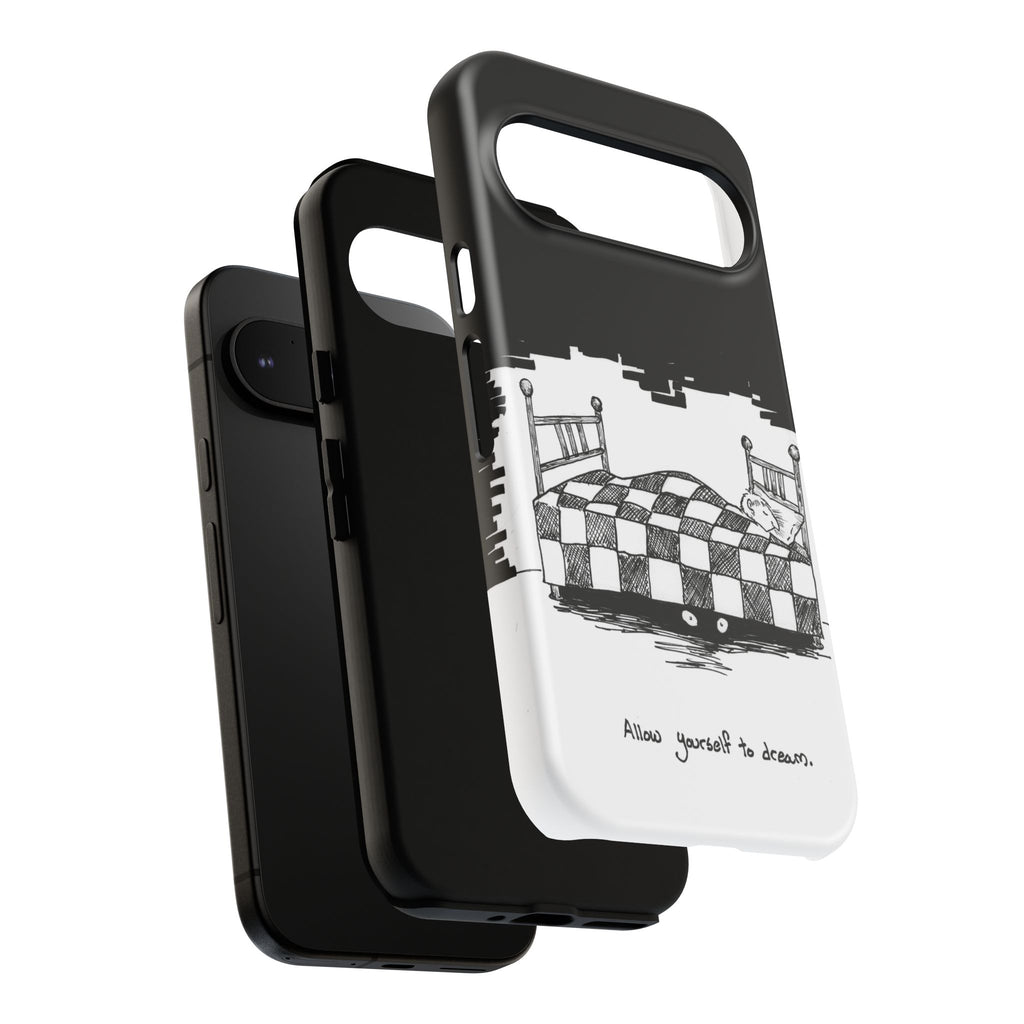 Phone Case 'Allow Yourself to Dream' Sketch Bed Black & White Protective Case