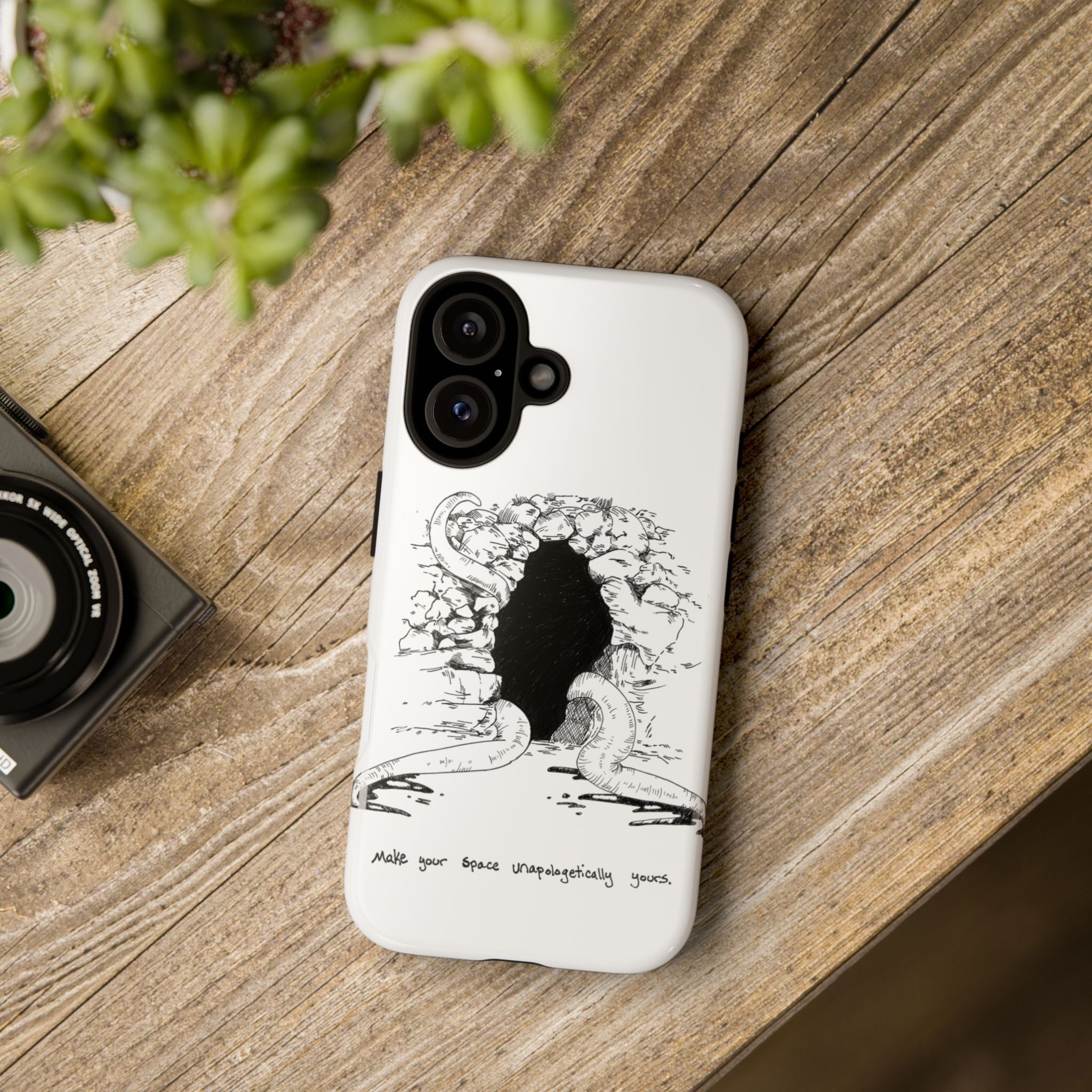 Phone Case - Gothic Illustration with ‘Make Your Home Graciously Yours’ Quote