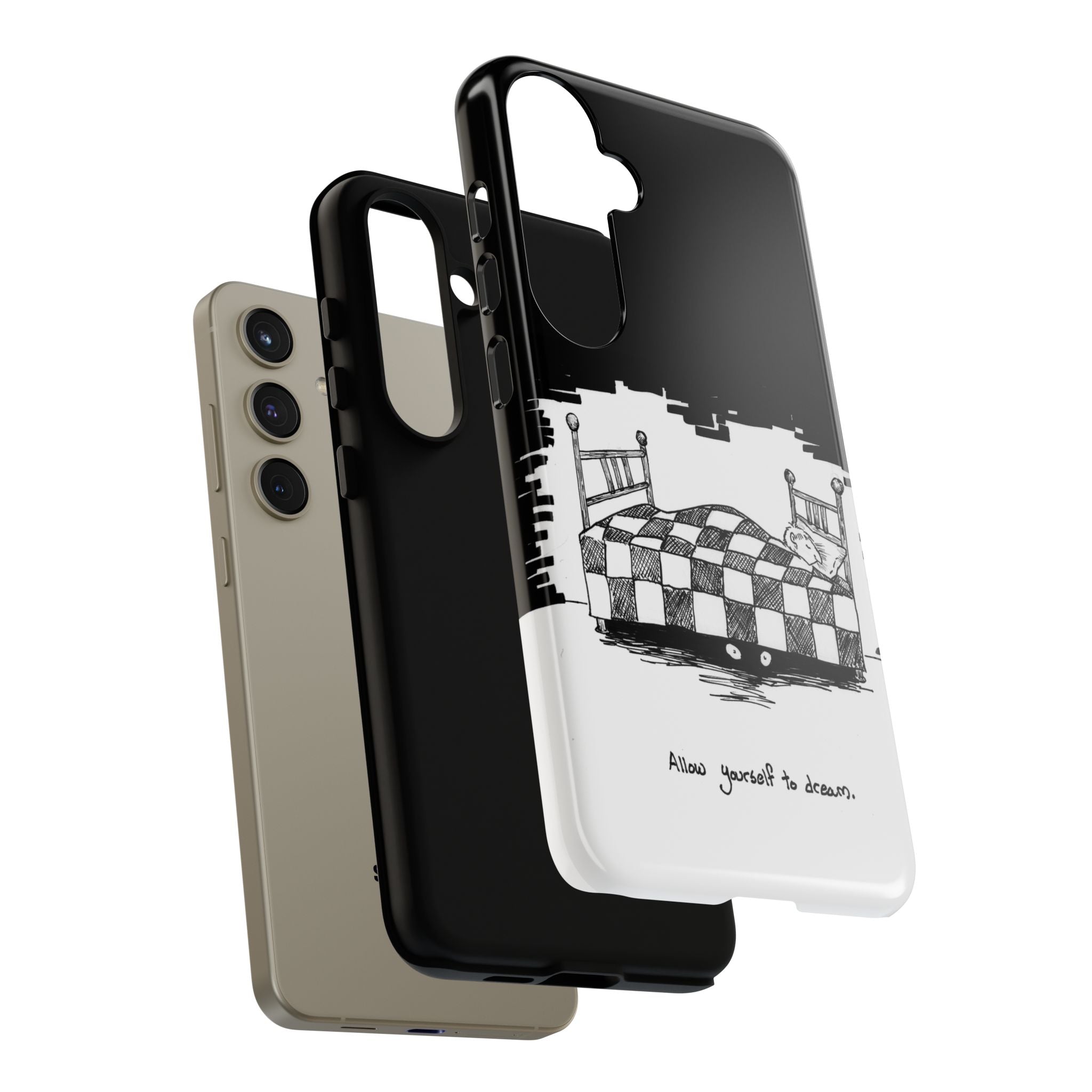 Phone Case 'Allow Yourself to Dream' Sketch Bed Black & White Protective Case