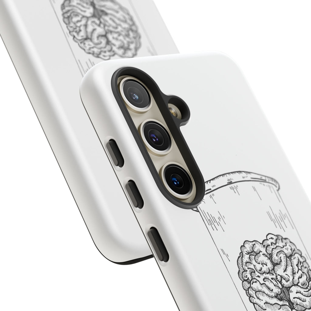 Phone Case "Nurture Your Mental Health" Brain Jar Illustration, Protective Slim Tough Case