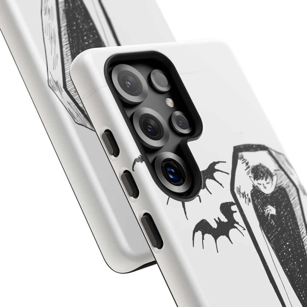 Phone Case Goth Coffin Illustration with “You’re allowed to rest without guilt”