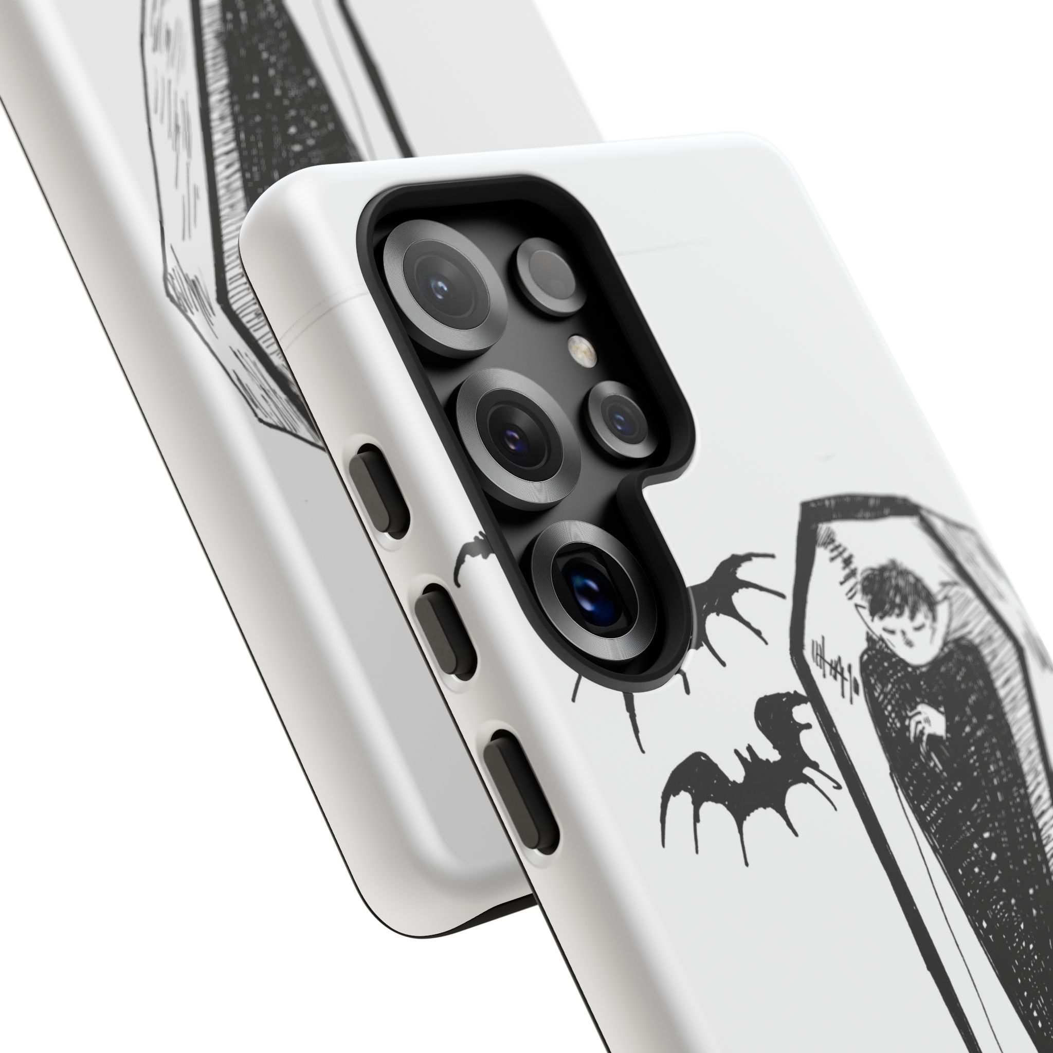 Phone Case Goth Coffin Illustration with “You’re allowed to rest without guilt”