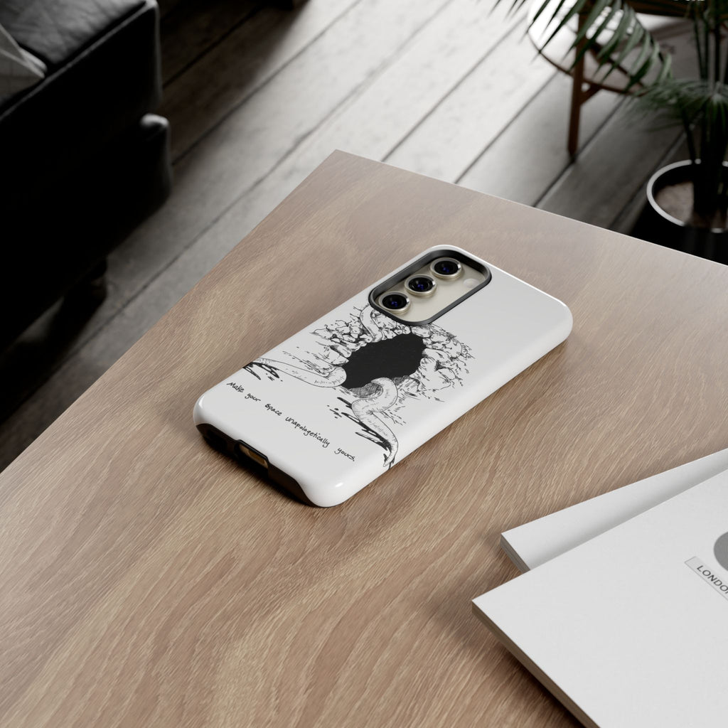 Phone Case - Gothic Illustration with ‘Make Your Home Graciously Yours’ Quote
