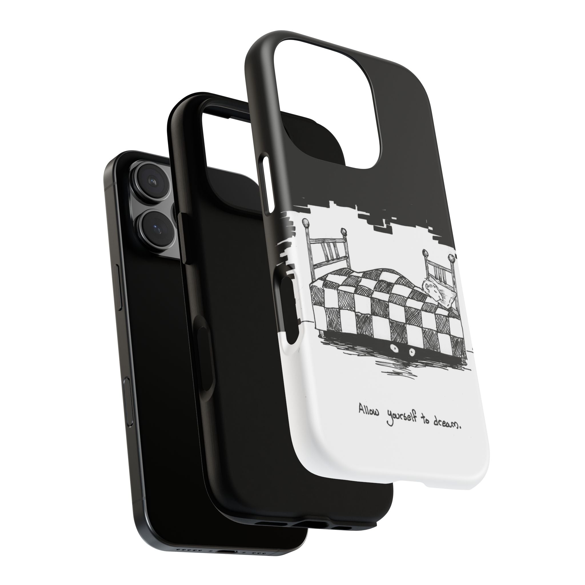 Phone Case 'Allow Yourself to Dream' Sketch Bed Black & White Protective Case