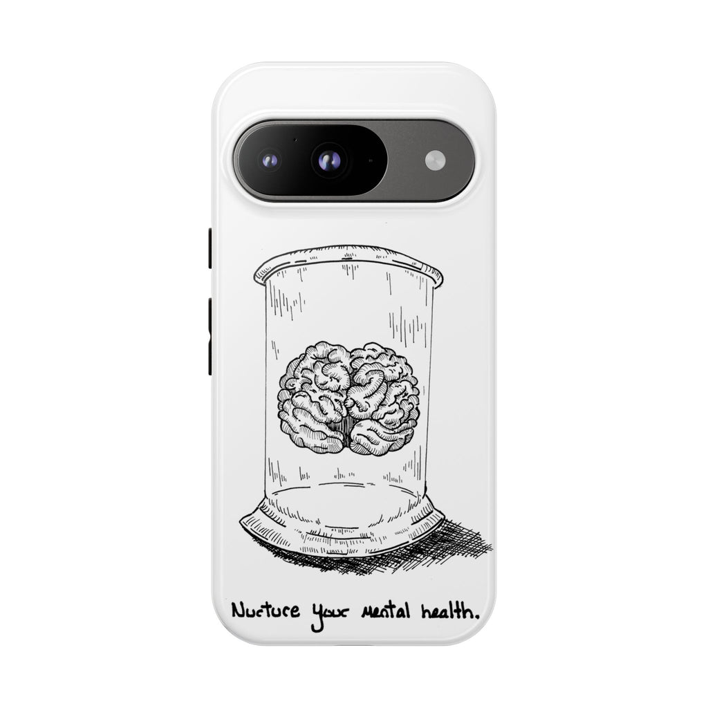 Phone Case "Nurture Your Mental Health" Brain Jar Illustration, Protective Slim Tough Case