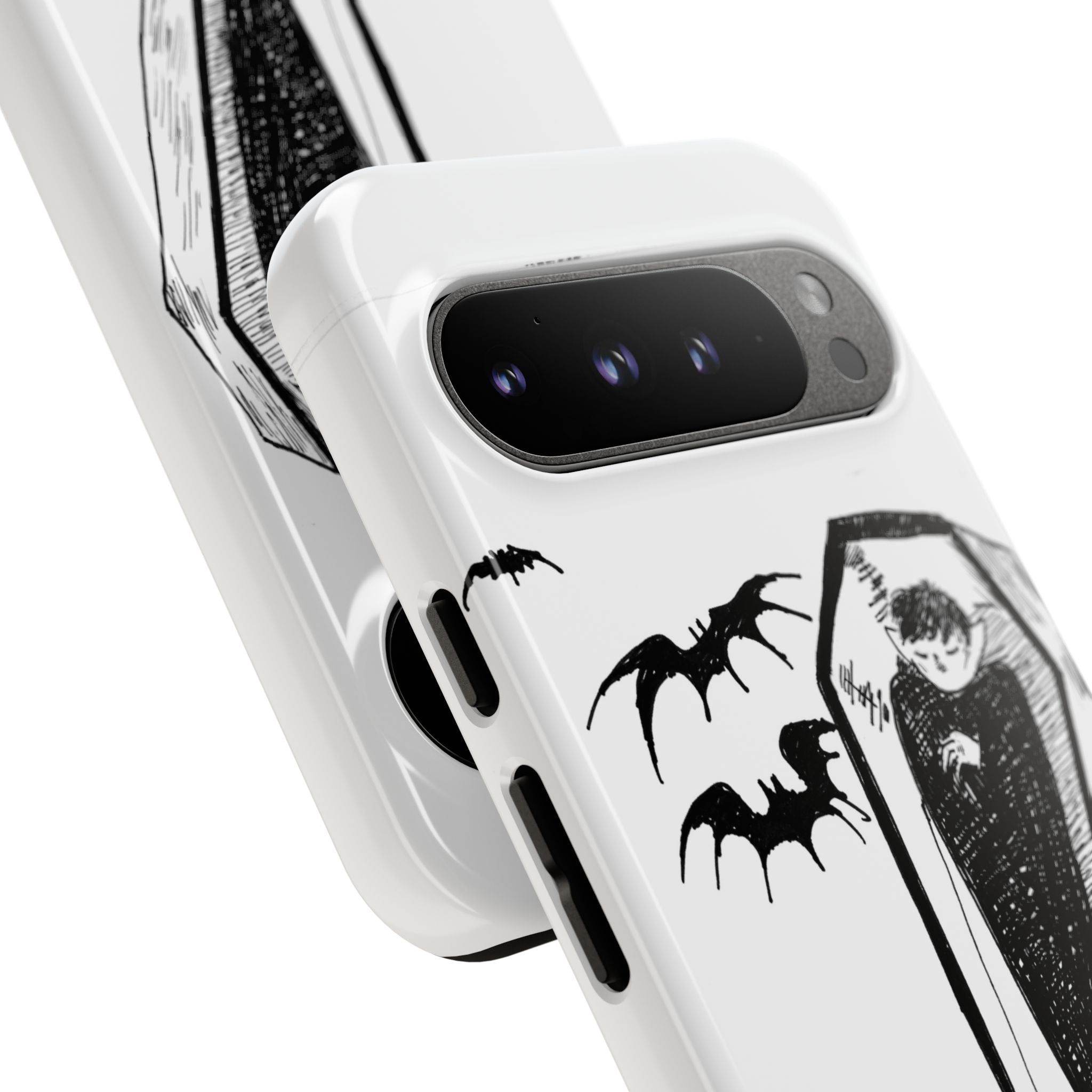 Phone Case Goth Coffin Illustration with “You’re allowed to rest without guilt”