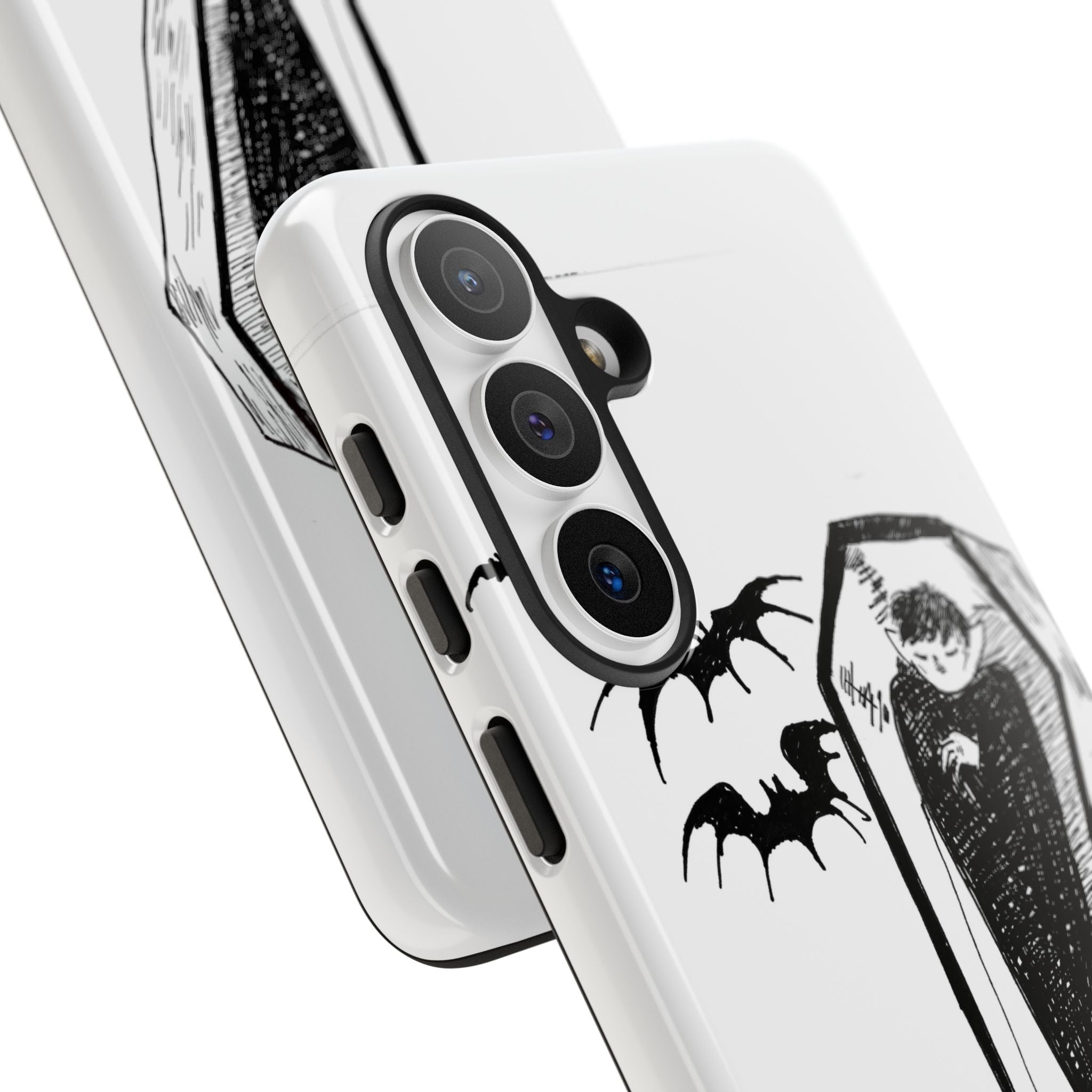 Phone Case Goth Coffin Illustration with “You’re allowed to rest without guilt”