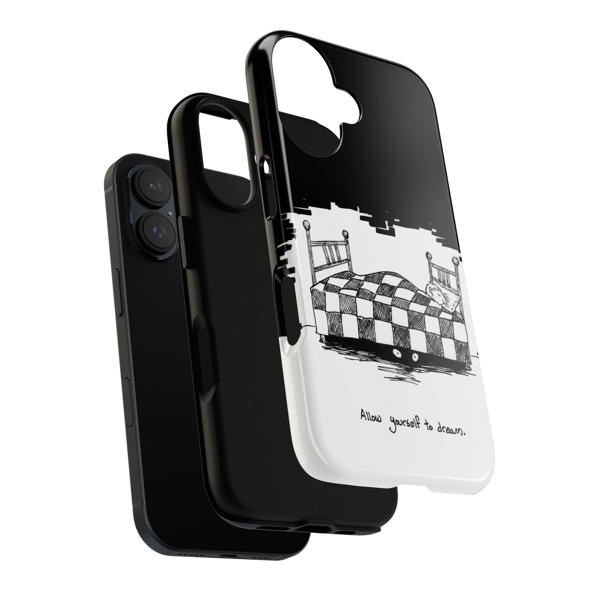 Phone Case 'Allow Yourself to Dream' Sketch Bed Black & White Protective Case