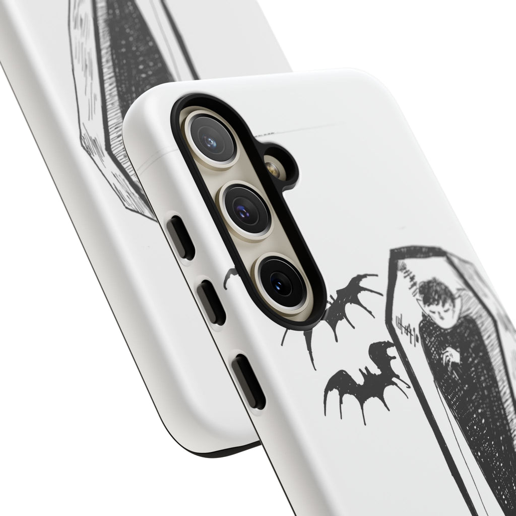 Phone Case Goth Coffin Illustration with “You’re allowed to rest without guilt”