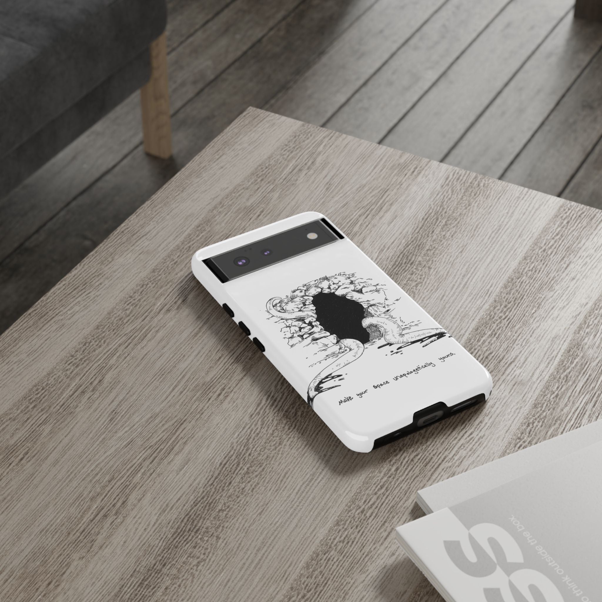 Phone Case - Gothic Illustration with ‘Make Your Home Graciously Yours’ Quote