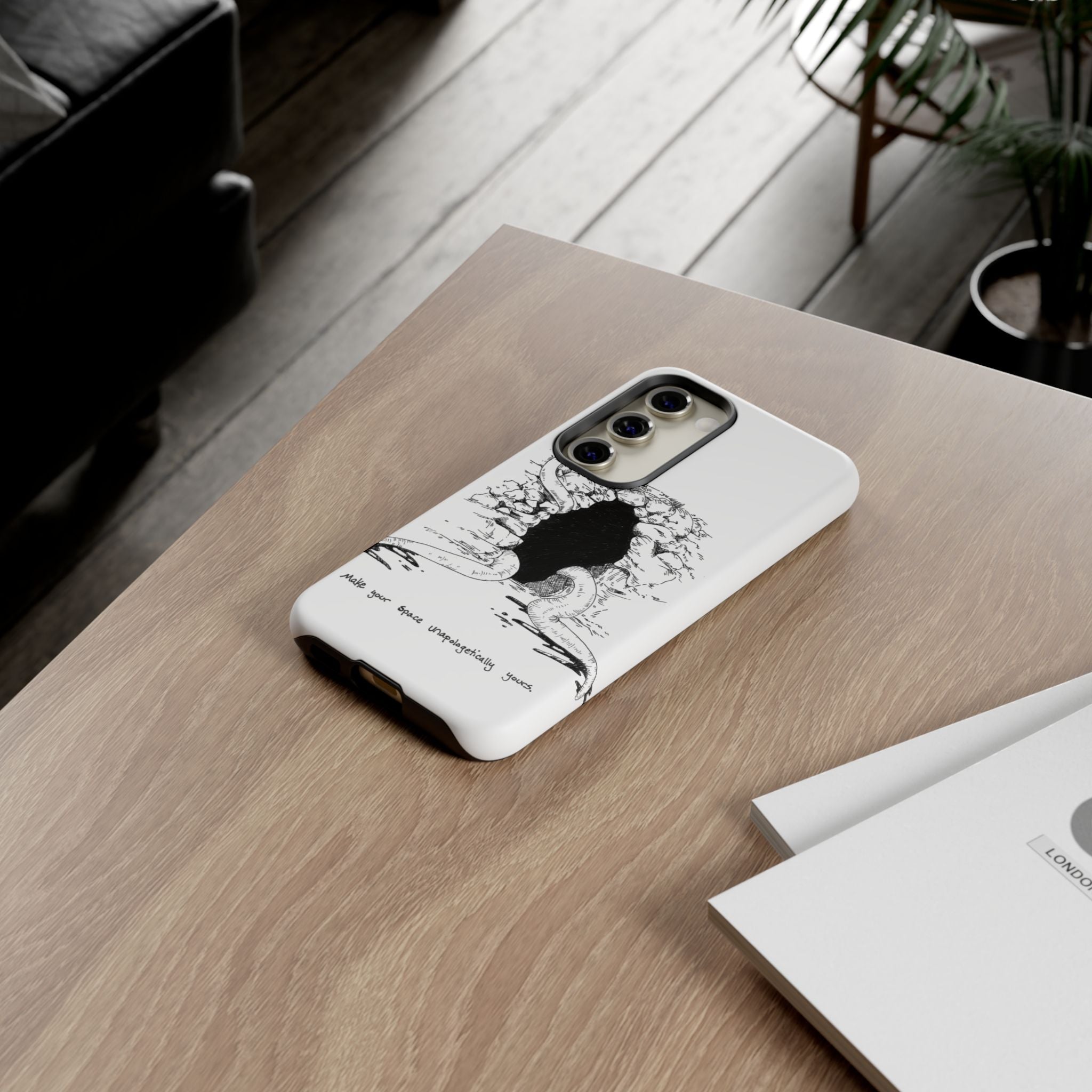 Phone Case - Gothic Illustration with ‘Make Your Home Graciously Yours’ Quote