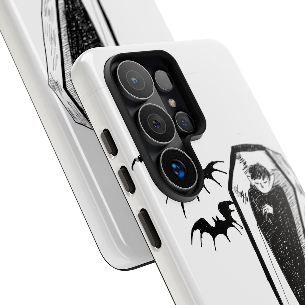 Phone Case Goth Coffin Illustration with “You’re allowed to rest without guilt”