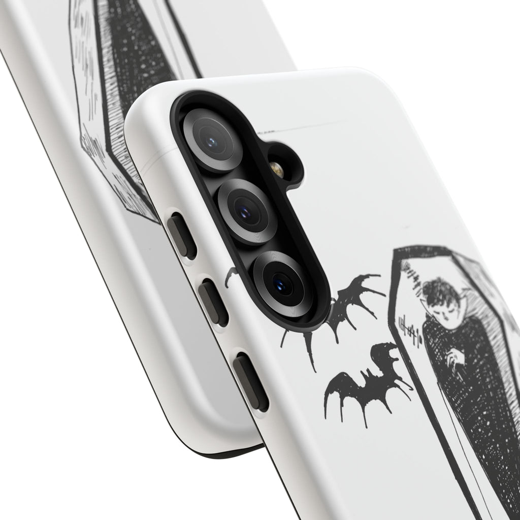 Phone Case Goth Coffin Illustration with “You’re allowed to rest without guilt”