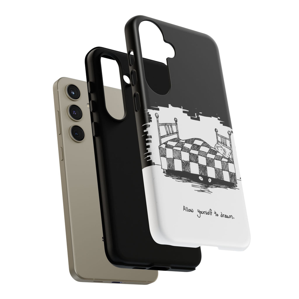 Phone Case 'Allow Yourself to Dream' Sketch Bed Black & White Protective Case
