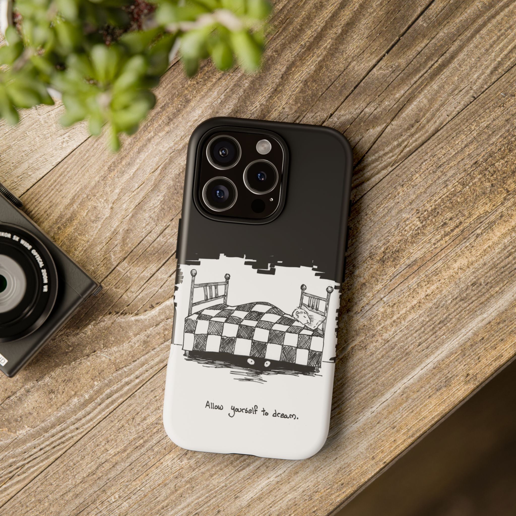 Phone Case 'Allow Yourself to Dream' Sketch Bed Black & White Protective Case