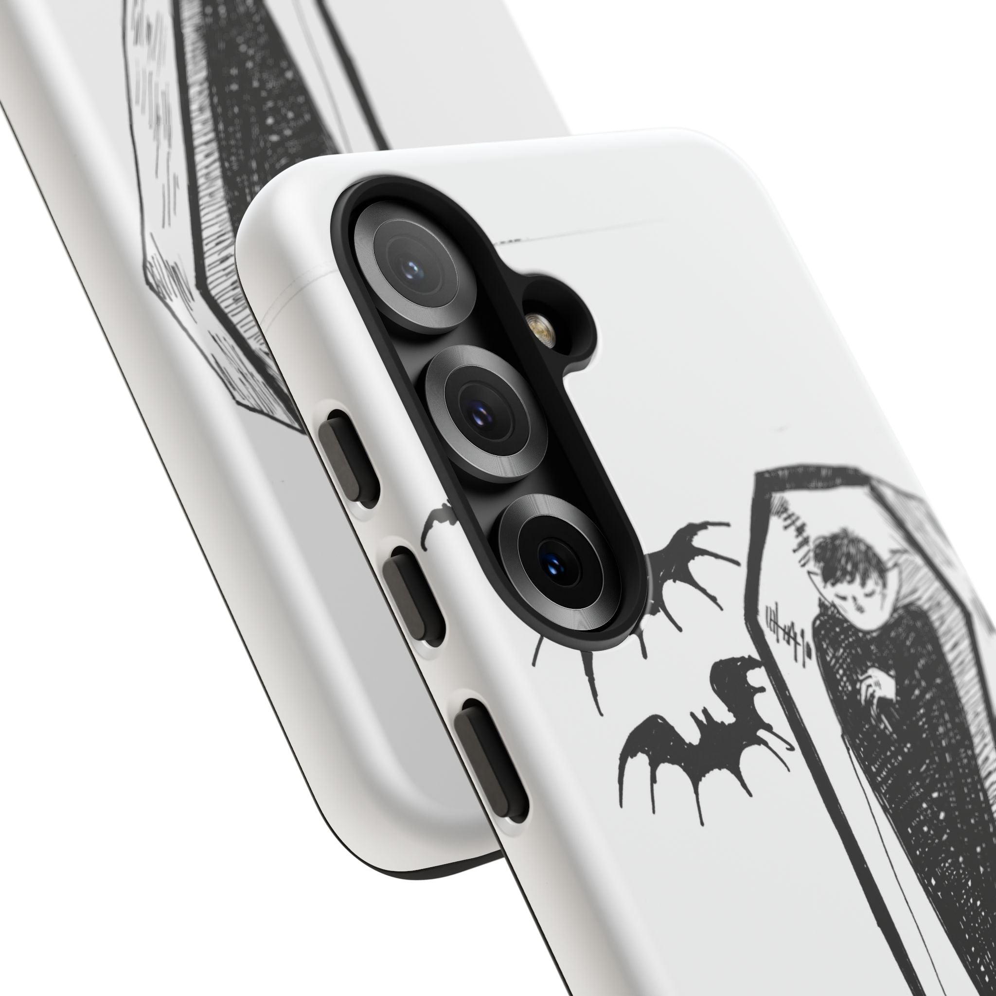 Phone Case Goth Coffin Illustration with “You’re allowed to rest without guilt”