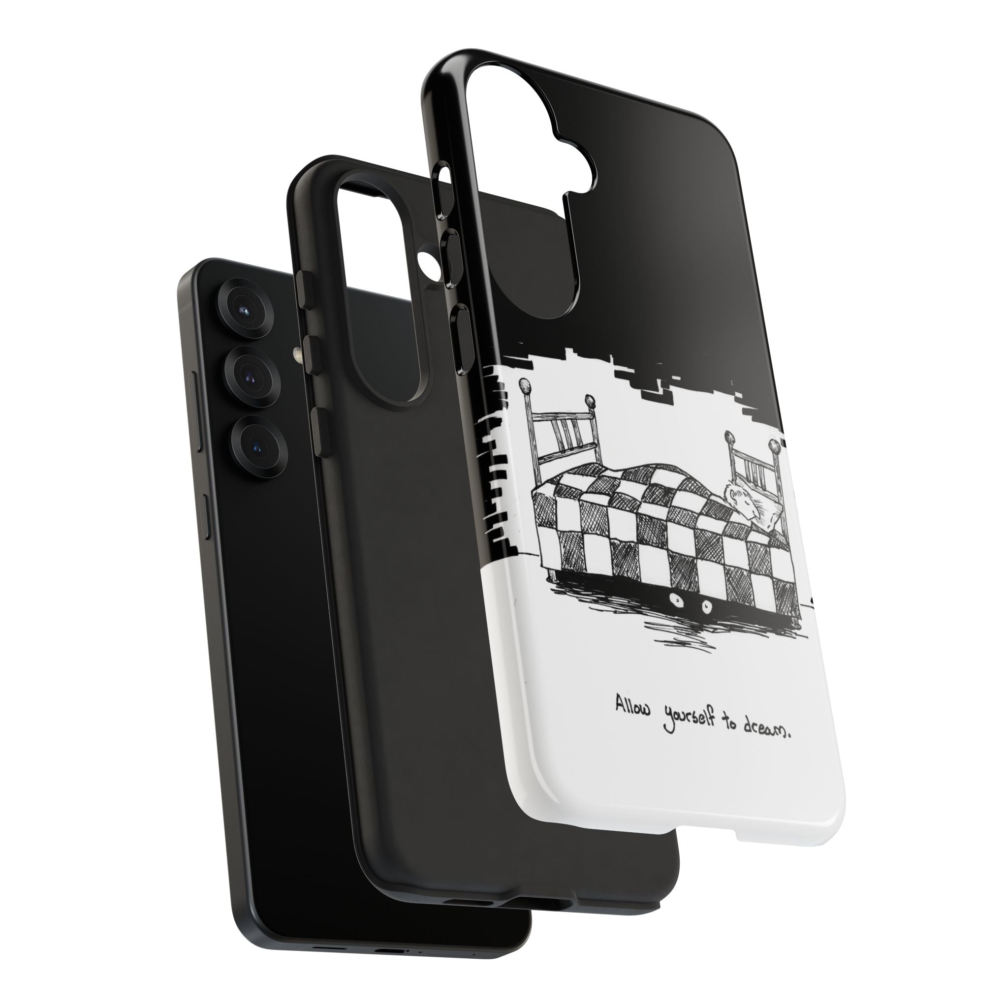 Phone Case 'Allow Yourself to Dream' Sketch Bed Black & White Protective Case