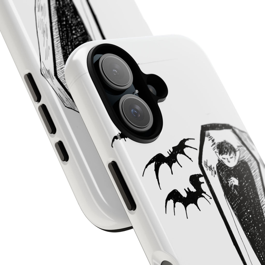 Phone Case Goth Coffin Illustration with “You’re allowed to rest without guilt”