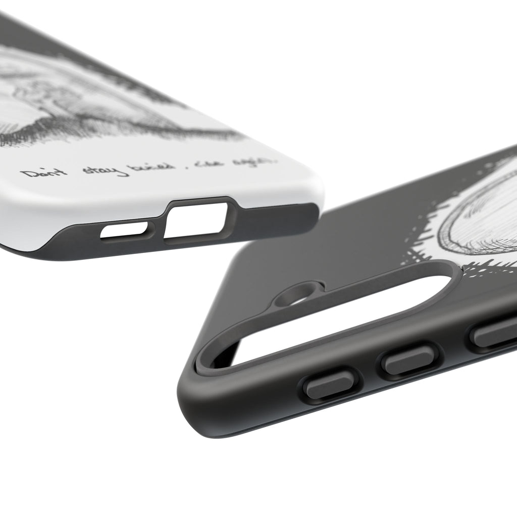 Phone Case 'Here Lies' Gothic Tombstone Design (Don’t Stay Buried, Rise Again)