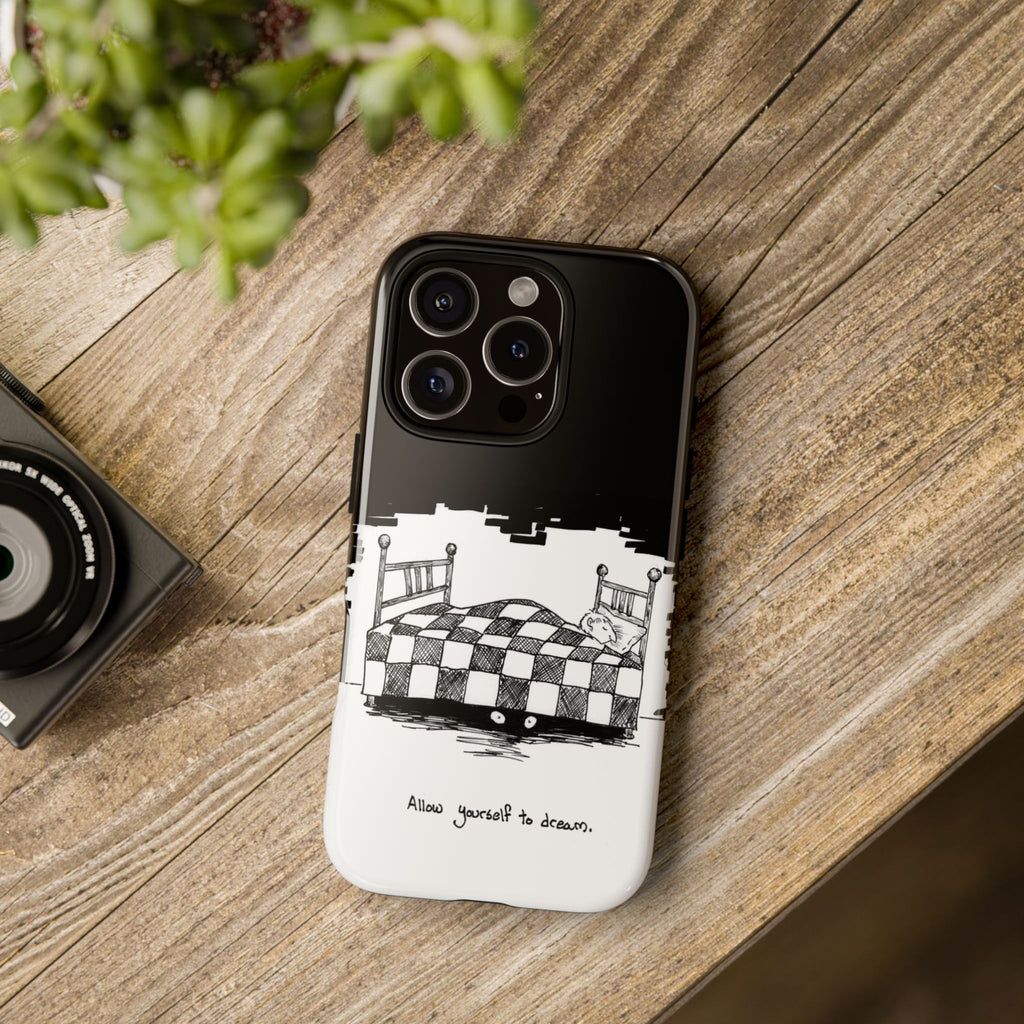Phone Case 'Allow Yourself to Dream' Sketch Bed Black & White Protective Case