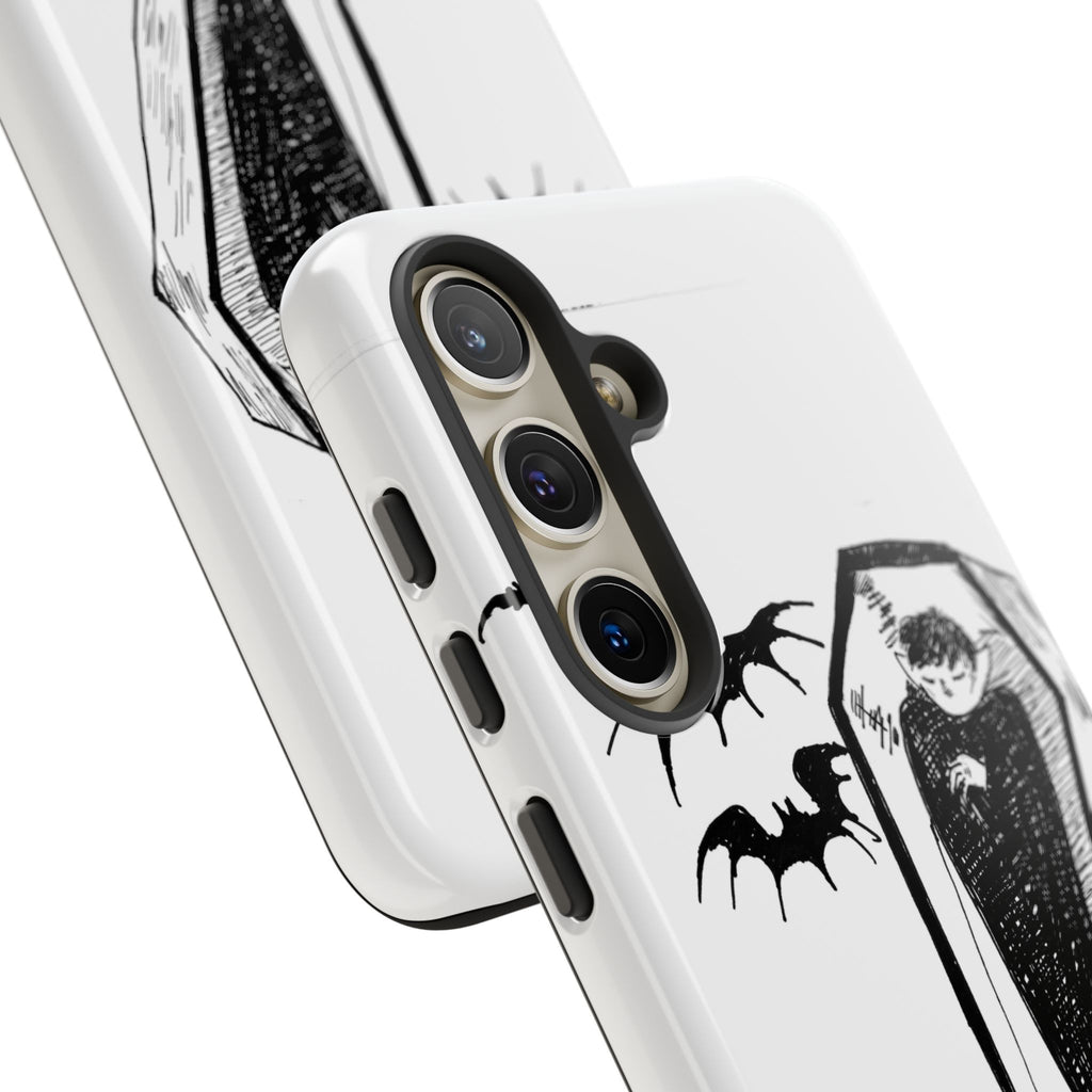 Phone Case Goth Coffin Illustration with “You’re allowed to rest without guilt”