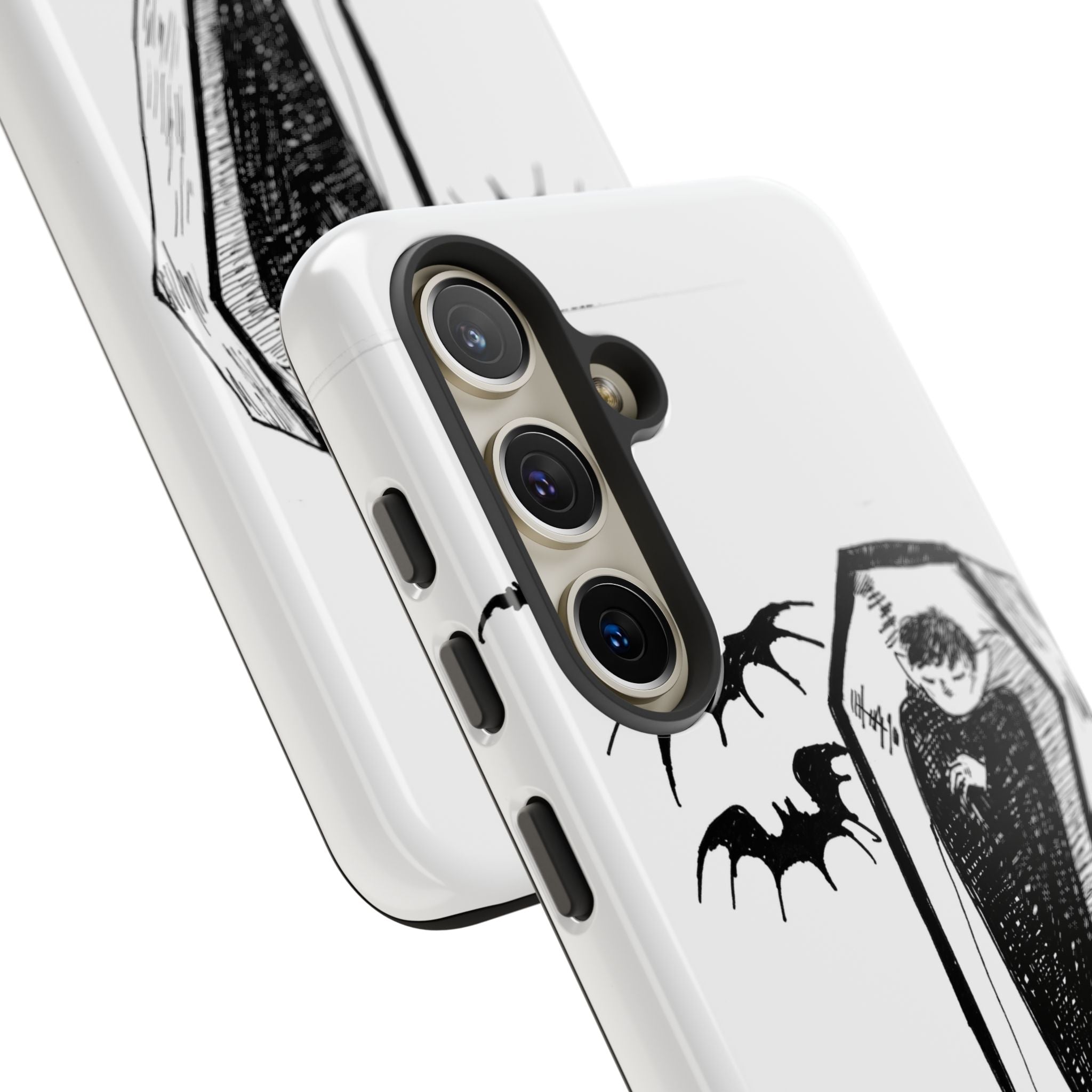 Phone Case Goth Coffin Illustration with “You’re allowed to rest without guilt”
