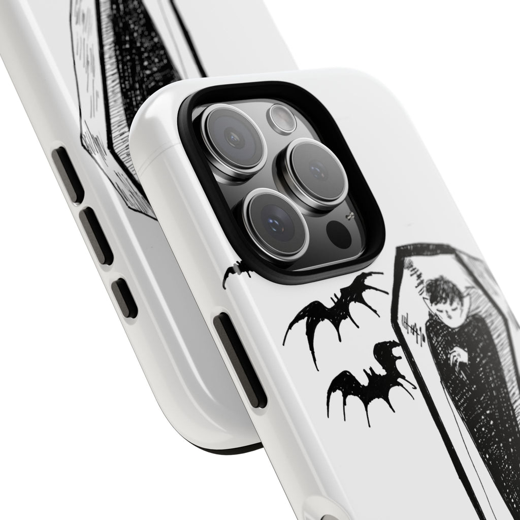 Phone Case Goth Coffin Illustration with “You’re allowed to rest without guilt”
