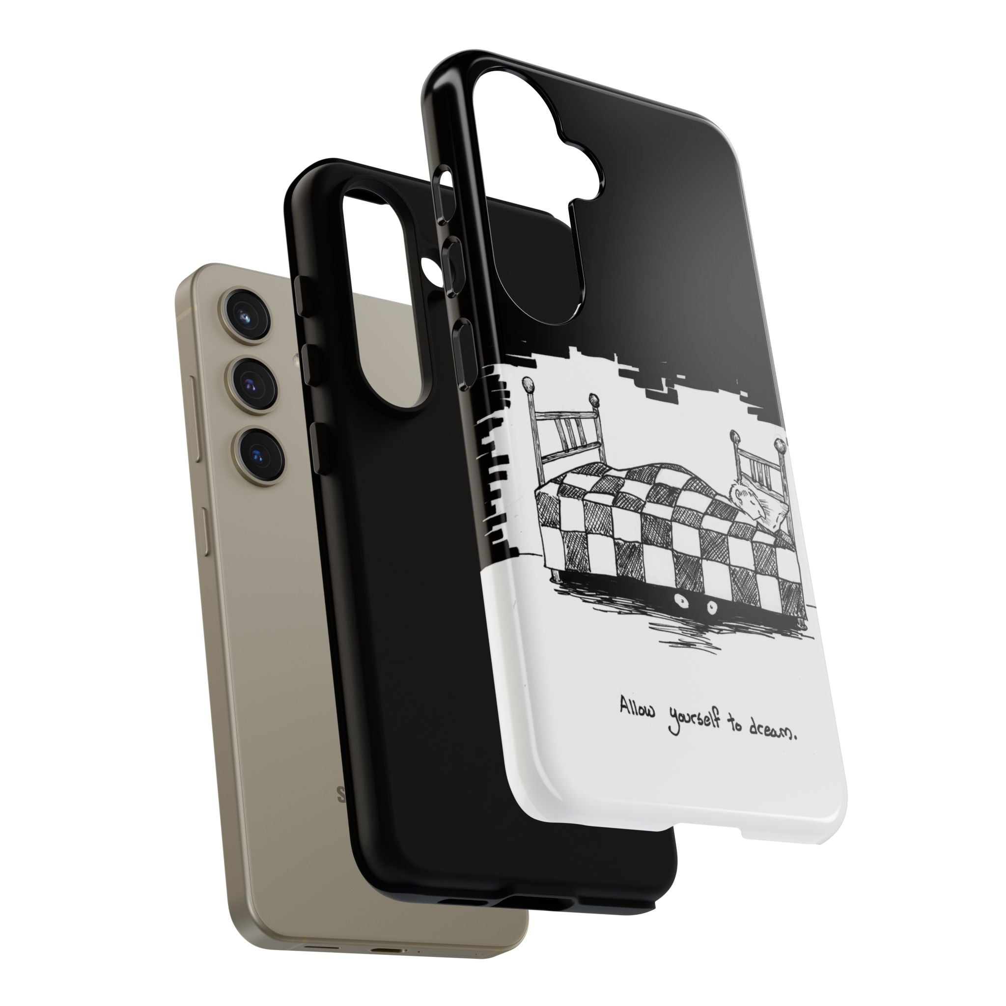 Phone Case 'Allow Yourself to Dream' Sketch Bed Black & White Protective Case