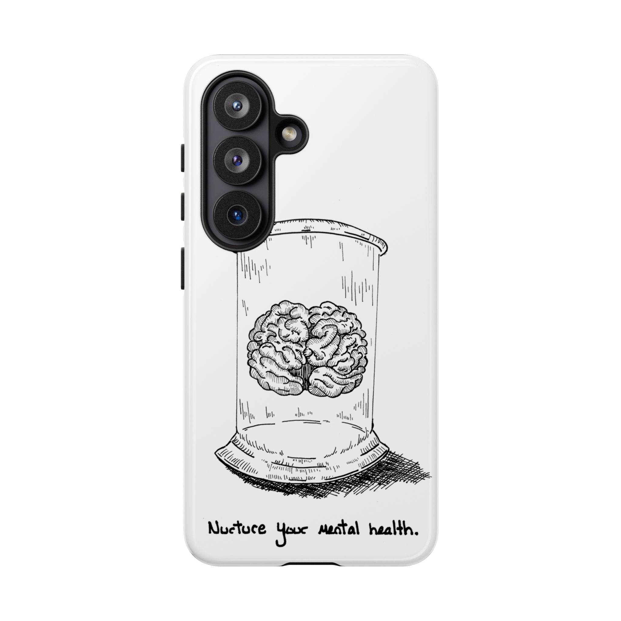 Phone Case "Nurture Your Mental Health" Brain Jar Illustration, Protective Slim Tough Case