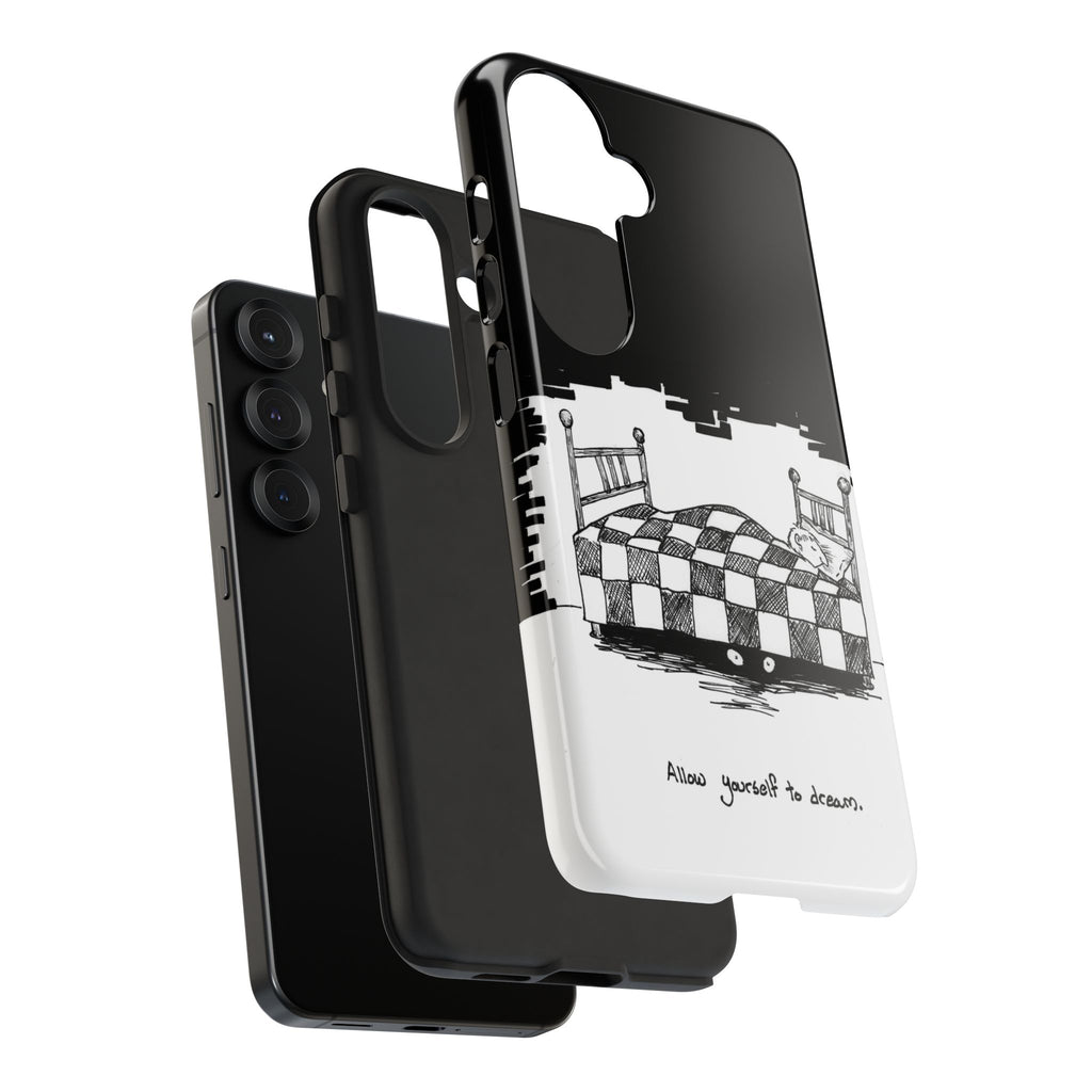 Phone Case 'Allow Yourself to Dream' Sketch Bed Black & White Protective Case