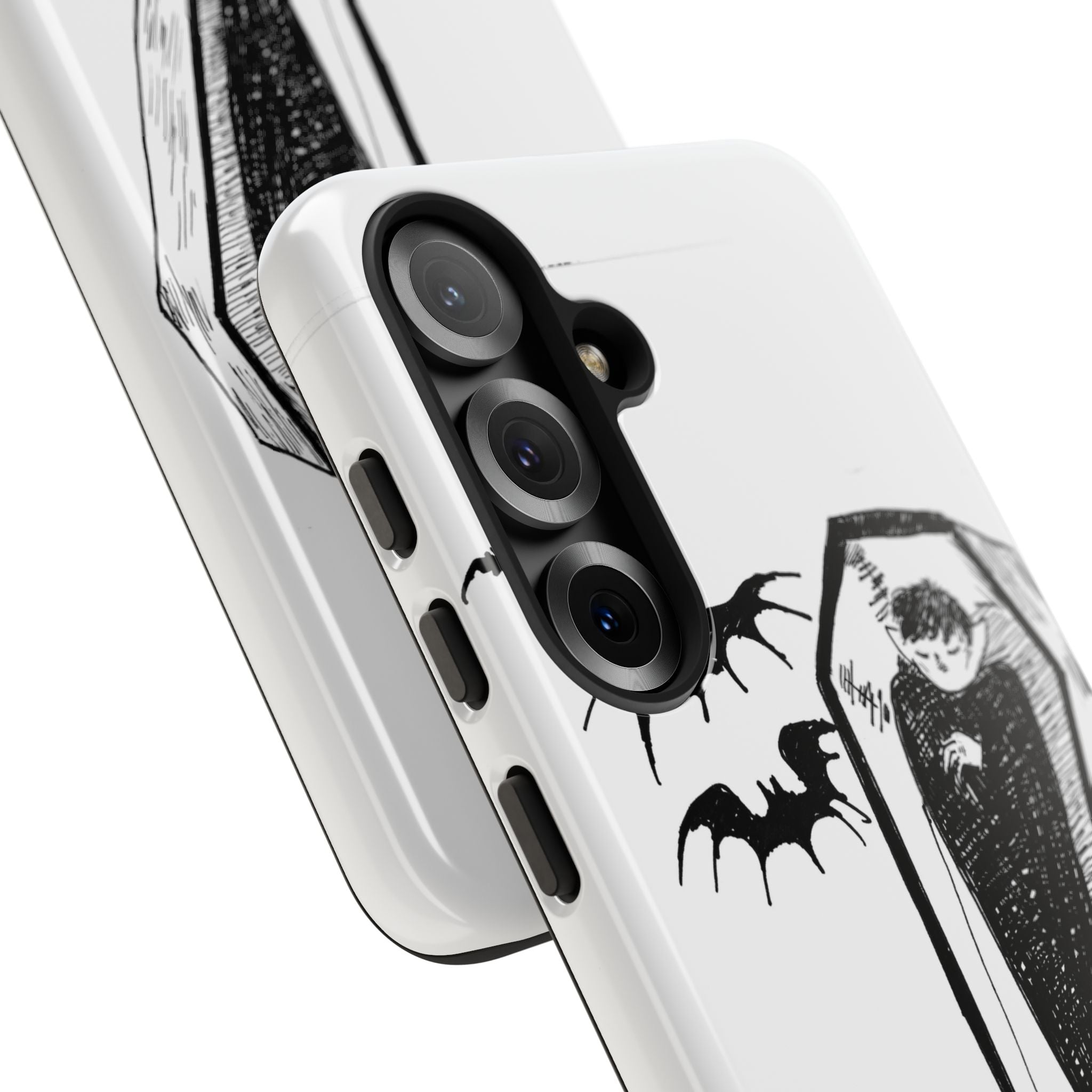Phone Case Goth Coffin Illustration with “You’re allowed to rest without guilt”