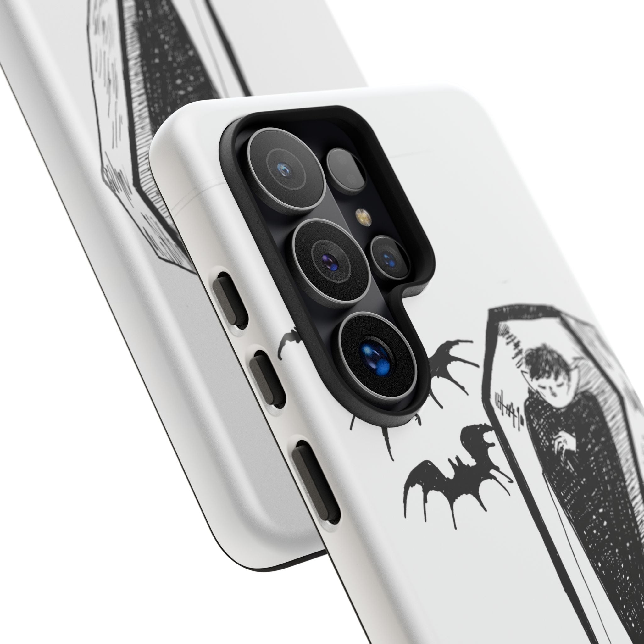 Phone Case Goth Coffin Illustration with “You’re allowed to rest without guilt”