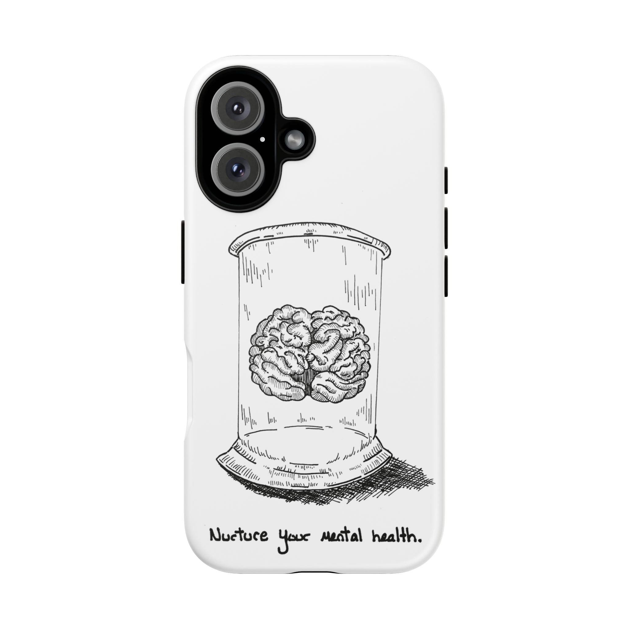 Phone Case "Nurture Your Mental Health" Brain Jar Illustration, Protective Slim Tough Case