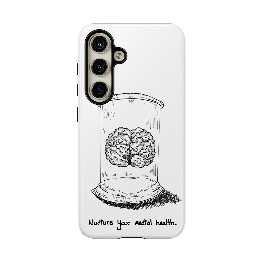 Phone Case "Nurture Your Mental Health" Brain Jar Illustration, Protective Slim Tough Case