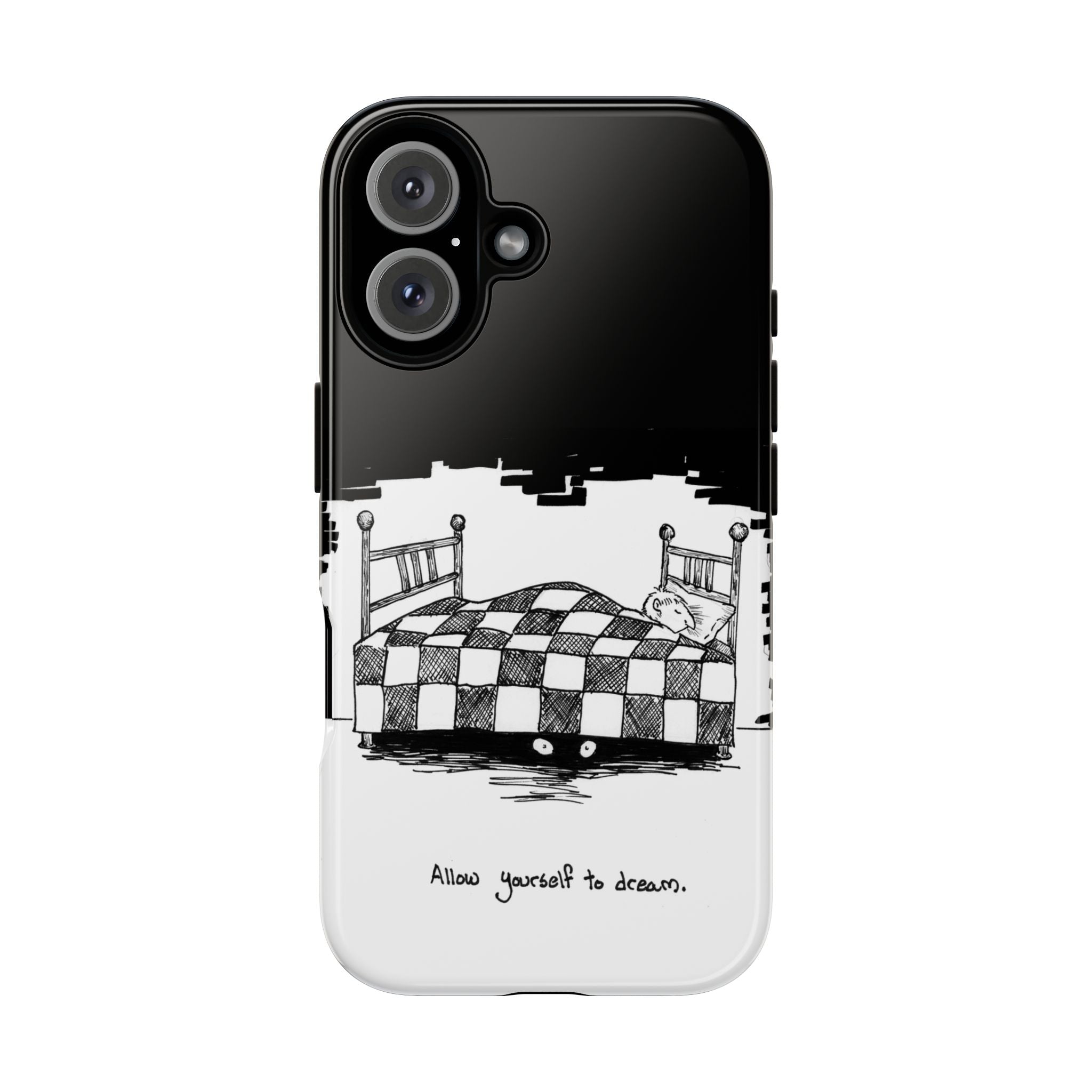 Phone Case 'Allow Yourself to Dream' Sketch Bed Black & White Protective Case