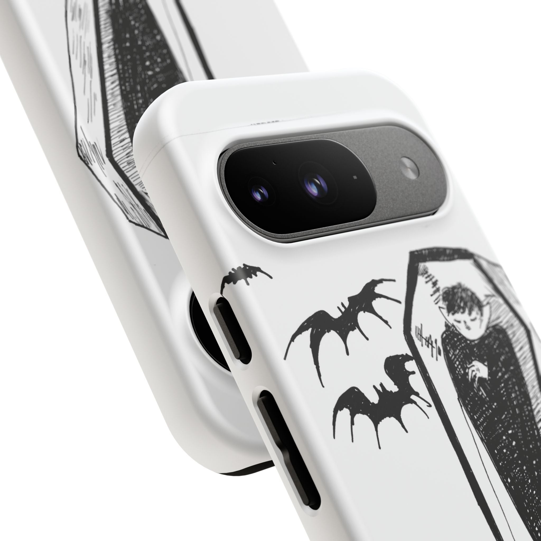 Phone Case Goth Coffin Illustration with “You’re allowed to rest without guilt”