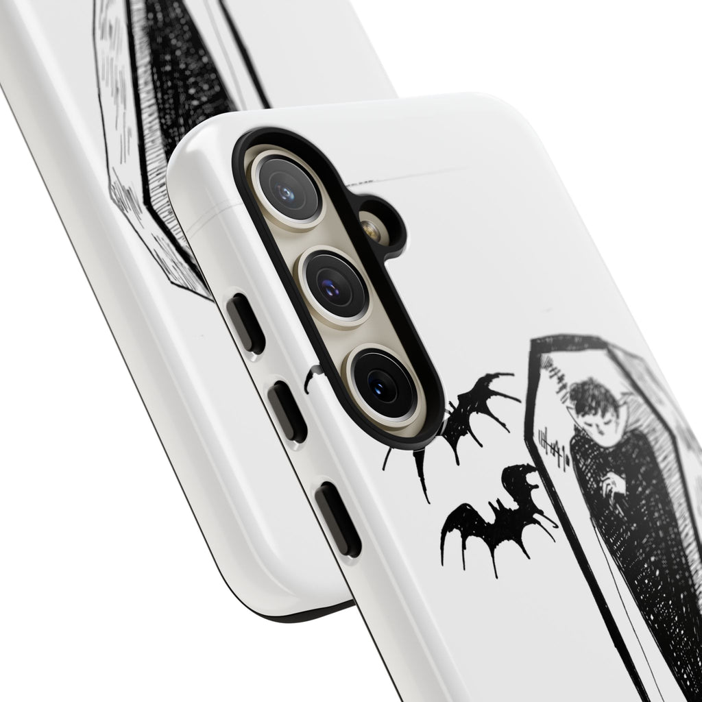 Phone Case Goth Coffin Illustration with “You’re allowed to rest without guilt”