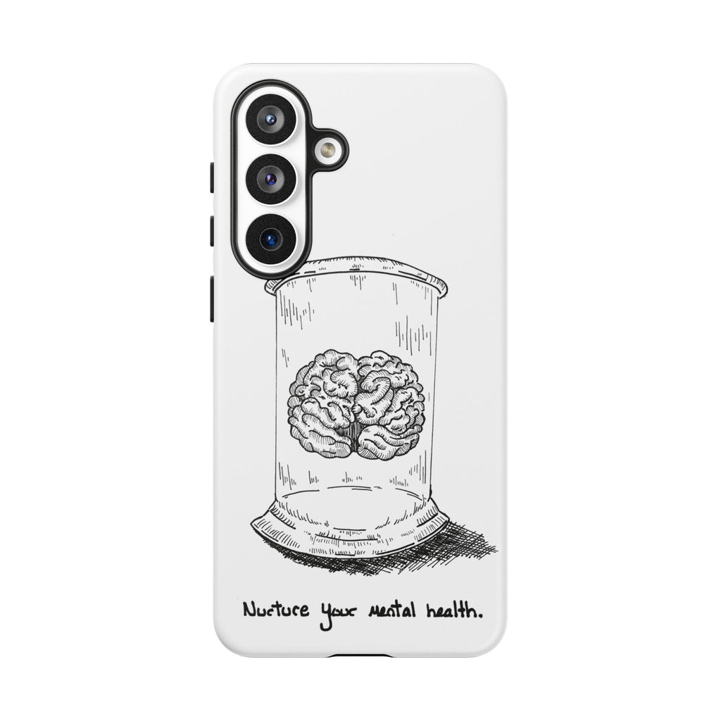 Phone Case "Nurture Your Mental Health" Brain Jar Illustration, Protective Slim Tough Case